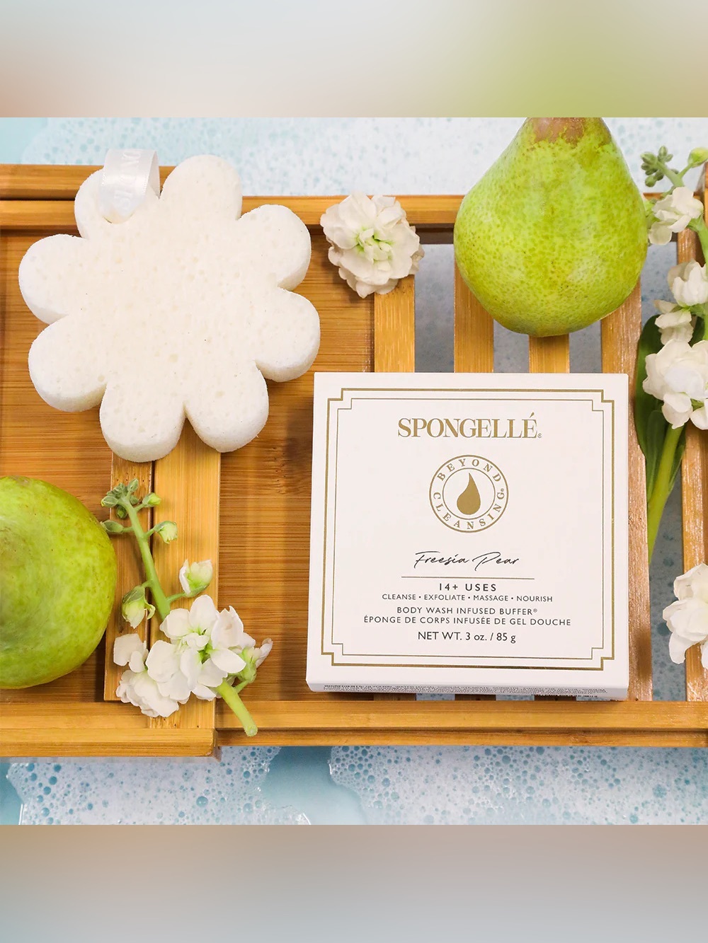 Spongellé Freesia Pear Infused Body Wash Buffer - White